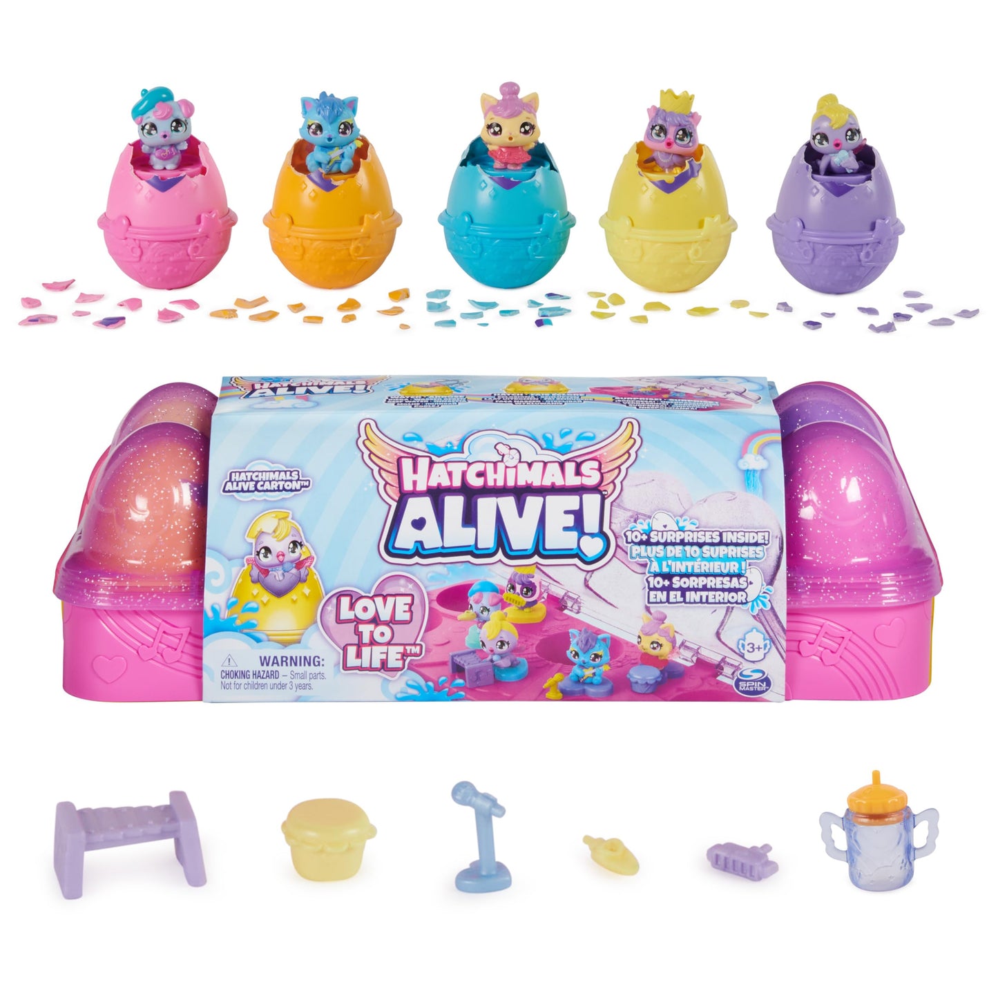 Hatchimals Alive, Easter Eggs Carton Toy with 5 Mini Figures in Self-Hatching Eggs, 11 Accessories, Easter Basket Stuffers for Girls & Boys Ages 3+