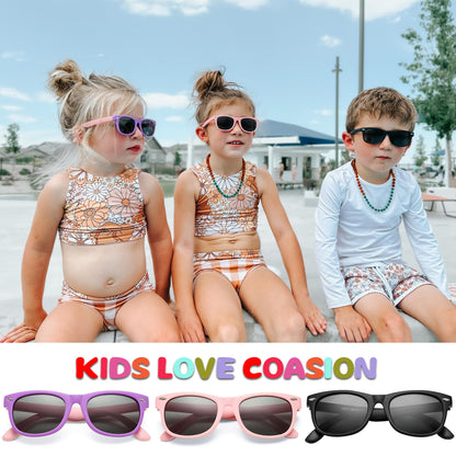 COASION Kids Polarized Sunglasses TPEE Rubber Flexible Shades for Girls Boys Age 3-9