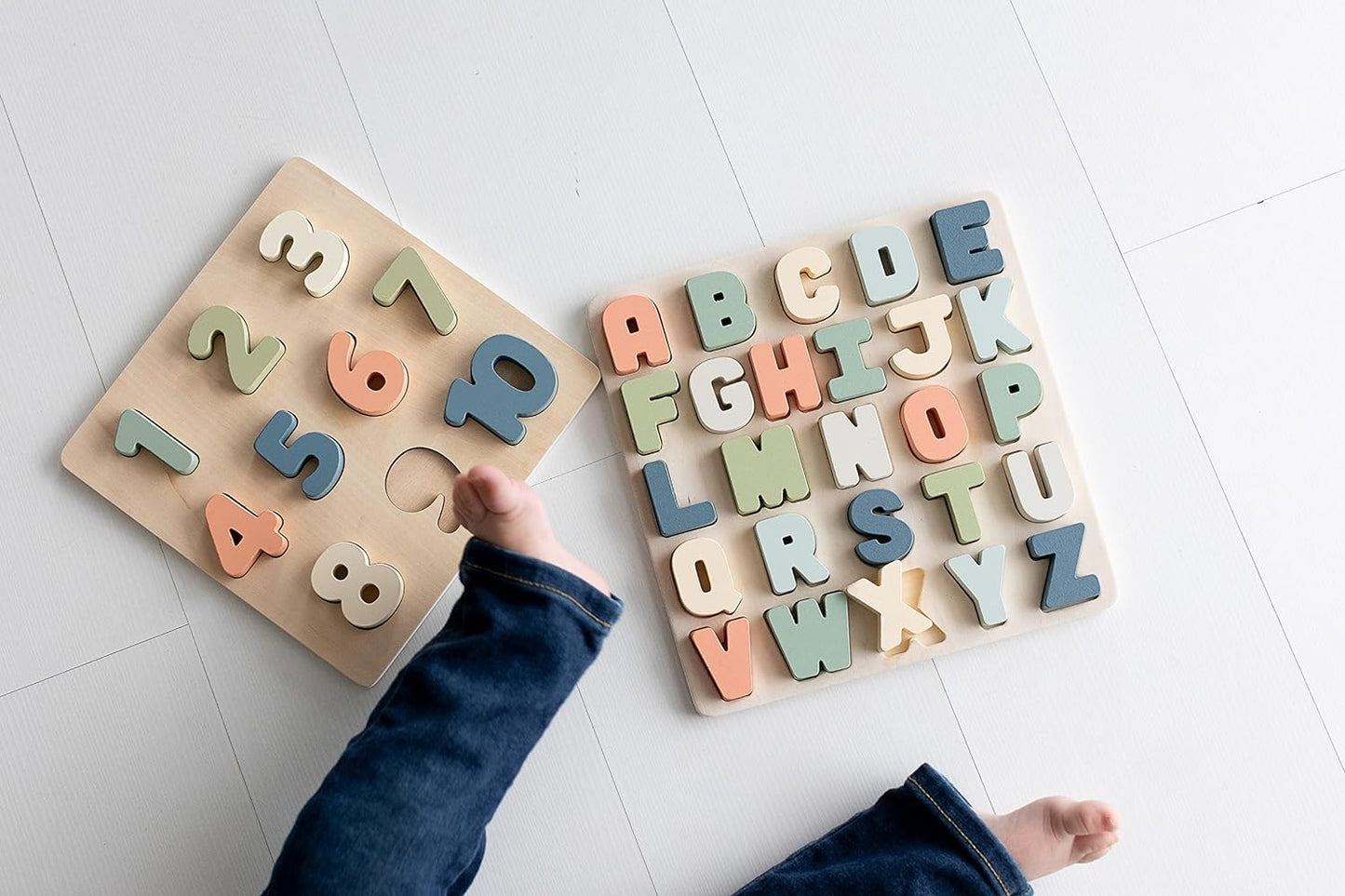 Pearhead Wooden Alphabet Puzzle, Easter Basket Stuffers Toddler Boys and Girls, Colorful ABC Letters, Interactive Learning Board Educational Toy, Baby and Toddler Ages 1+ Years