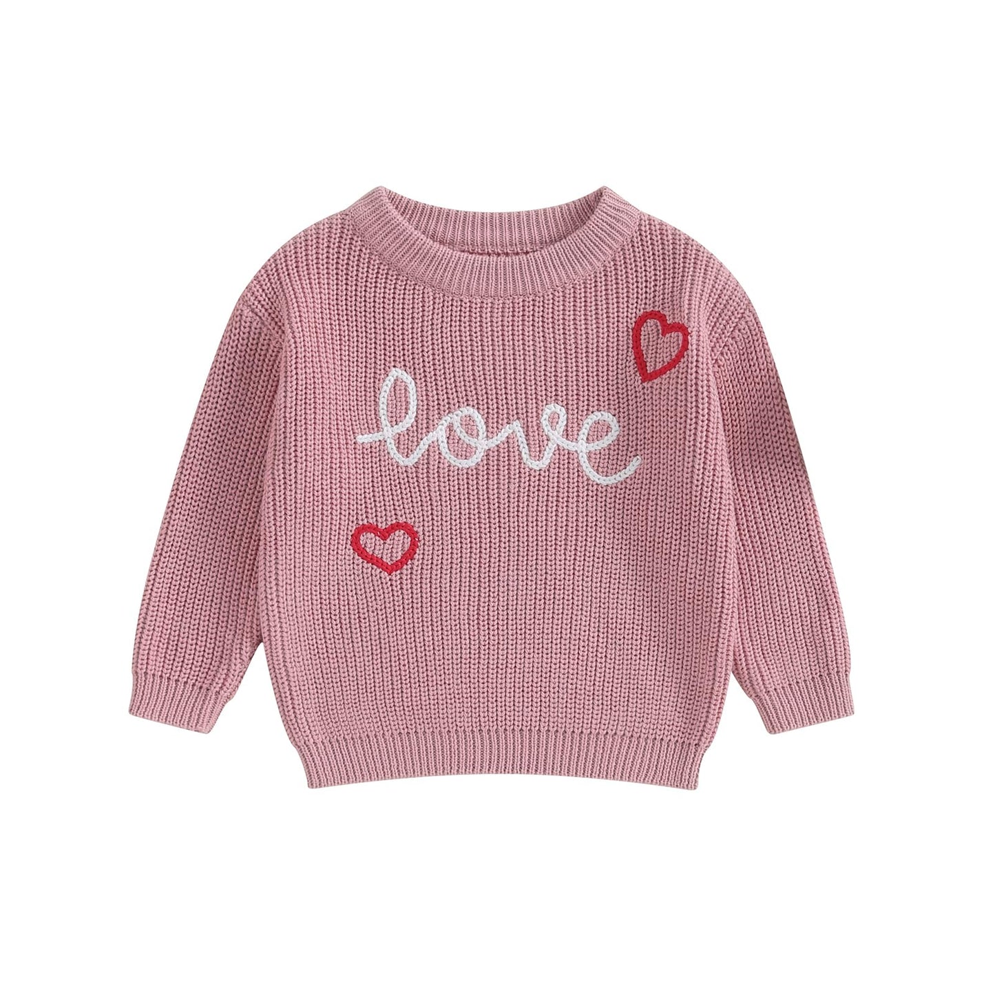 Baby Girl Valentines Day Outfit Love Heart Sweet Long Sleeve Sweater Tshirt Crewneck Tops Fall Winter Clothes