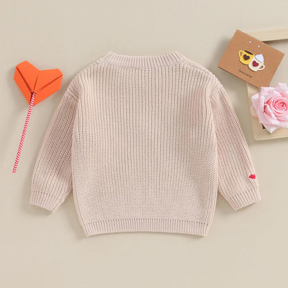 Baby Girl Valentines Day Outfit Love Heart Sweet Long Sleeve Sweater Tshirt Crewneck Tops Fall Winter Clothes