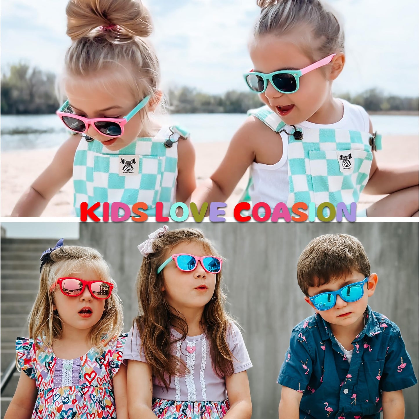 COASION Kids Polarized Sunglasses TPEE Rubber Flexible Shades for Girls Boys Age 3-9