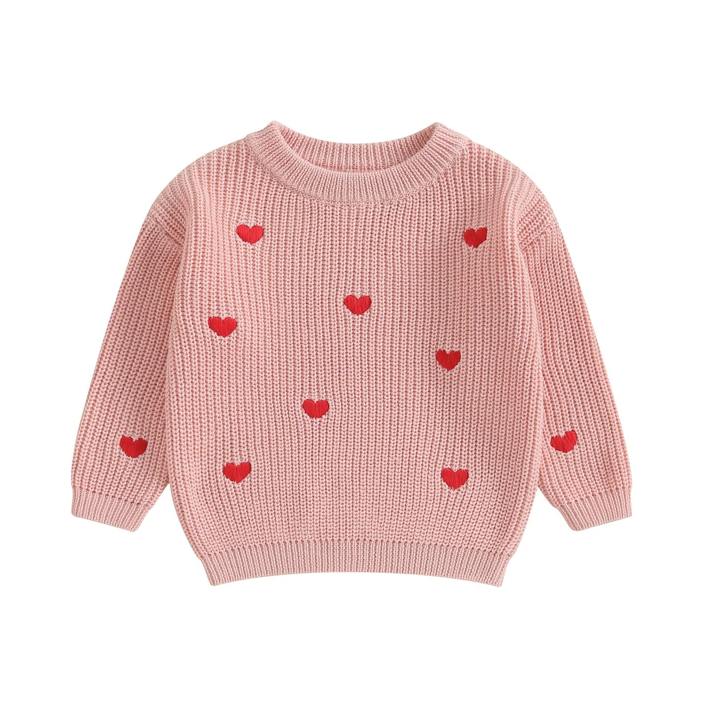 Baby Girl Valentines Day Outfit Love Heart Sweet Long Sleeve Sweater Tshirt Crewneck Tops Fall Winter Clothes