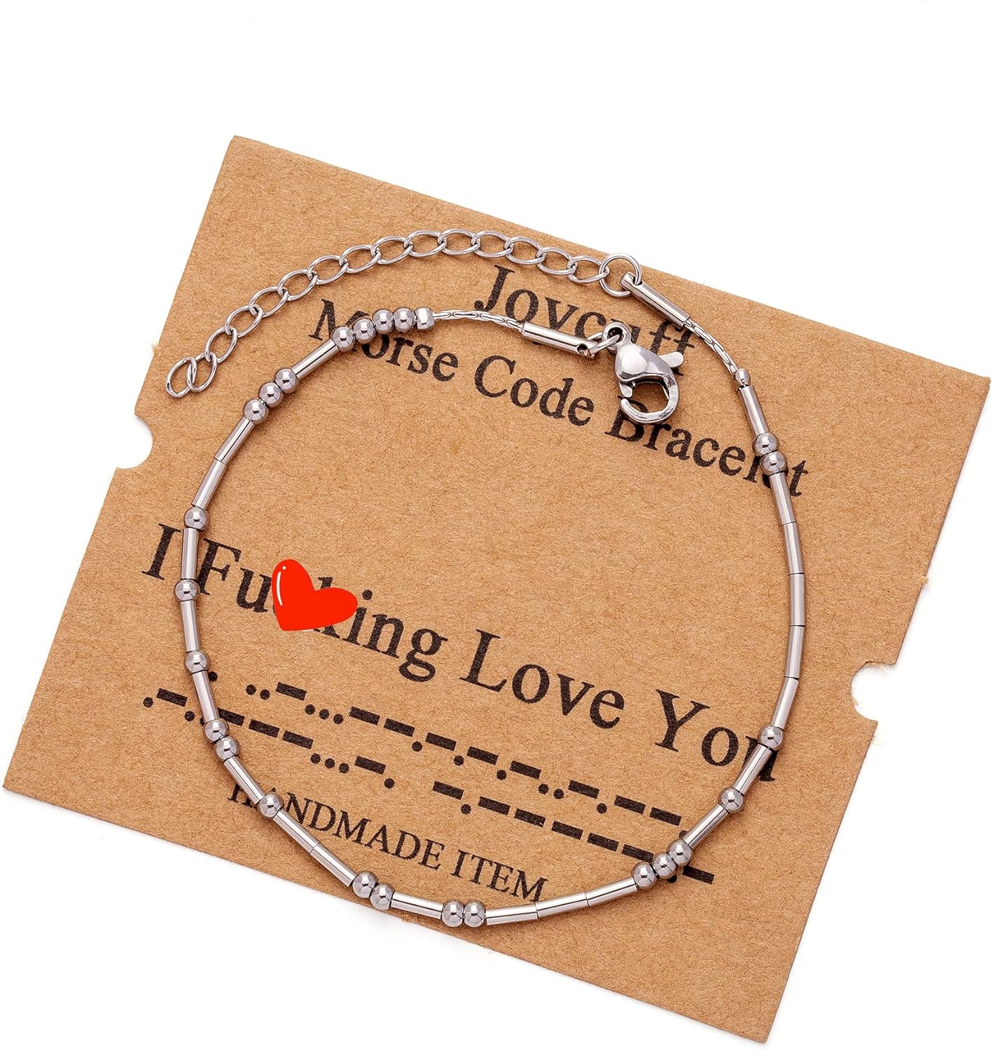 JoycuFF Inspirational Morse Code Bracelets for Women Silver Beads Jewelry Encouragement Mantra Gifts for Her