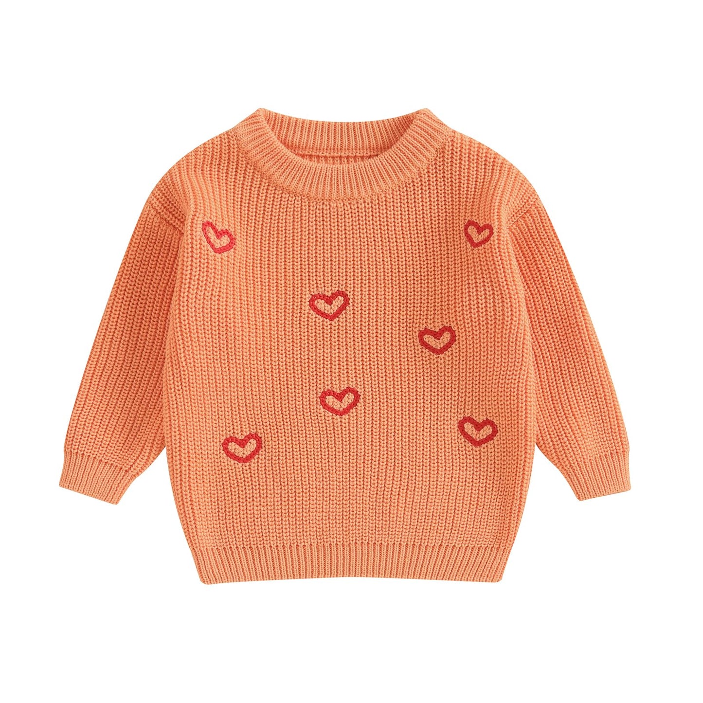 Baby Girl Valentines Day Outfit Love Heart Sweet Long Sleeve Sweater Tshirt Crewneck Tops Fall Winter Clothes