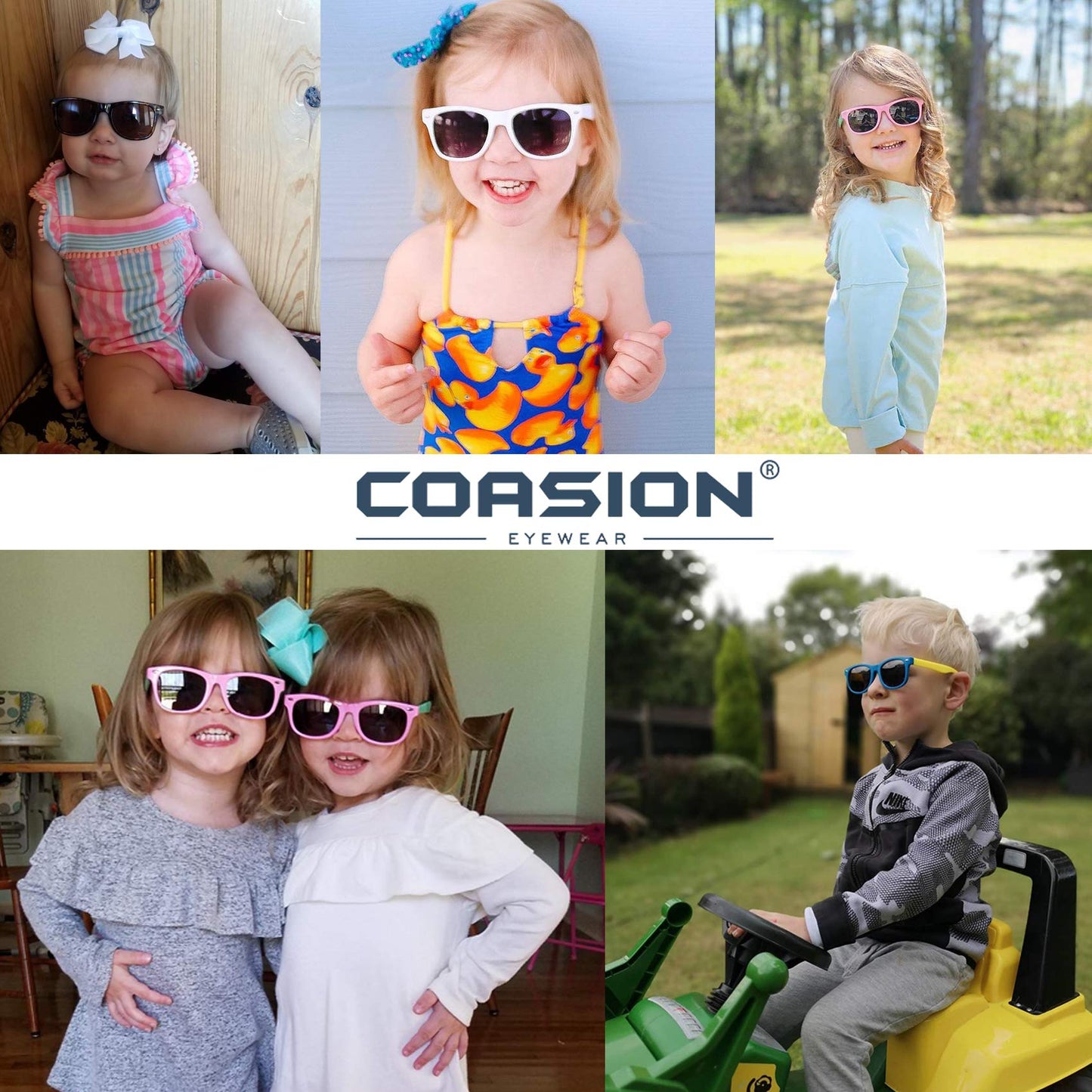 COASION Kids Polarized Sunglasses TPEE Rubber Flexible Shades for Girls Boys Age 3-9