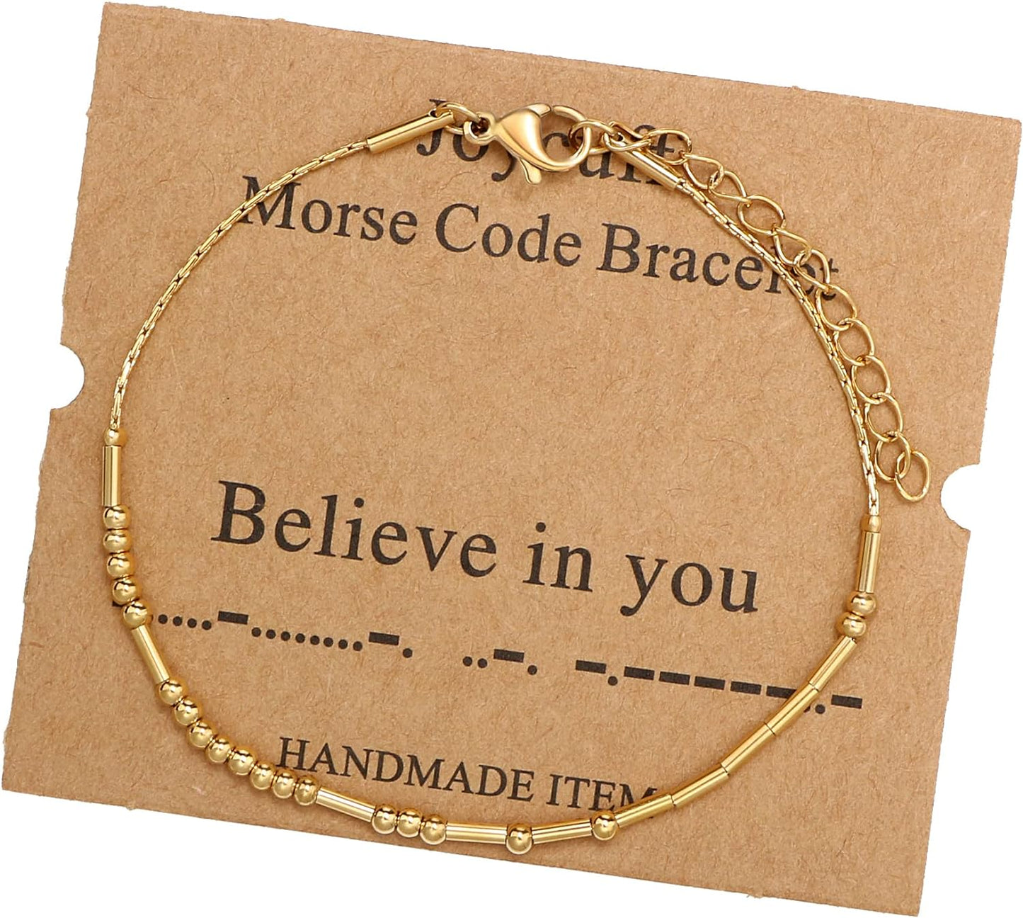 JoycuFF Inspirational Morse Code Bracelets for Women Silver Beads Jewelry Encouragement Mantra Gifts for Her