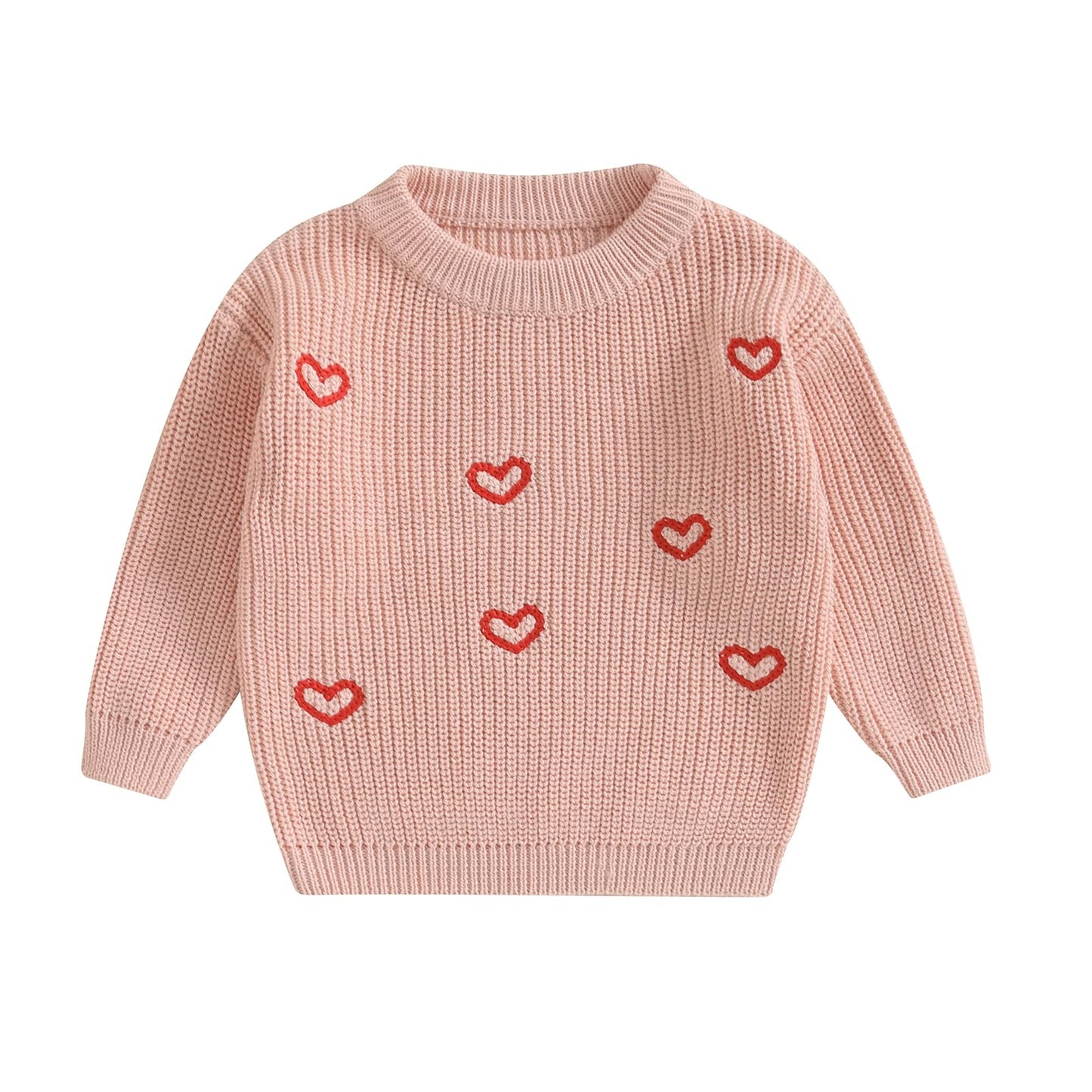 Baby Girl Valentines Day Outfit Love Heart Sweet Long Sleeve Sweater Tshirt Crewneck Tops Fall Winter Clothes