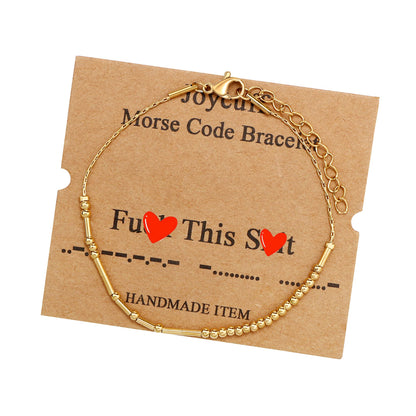 JoycuFF Inspirational Morse Code Bracelets for Women Silver Beads Jewelry Encouragement Mantra Gifts for Her