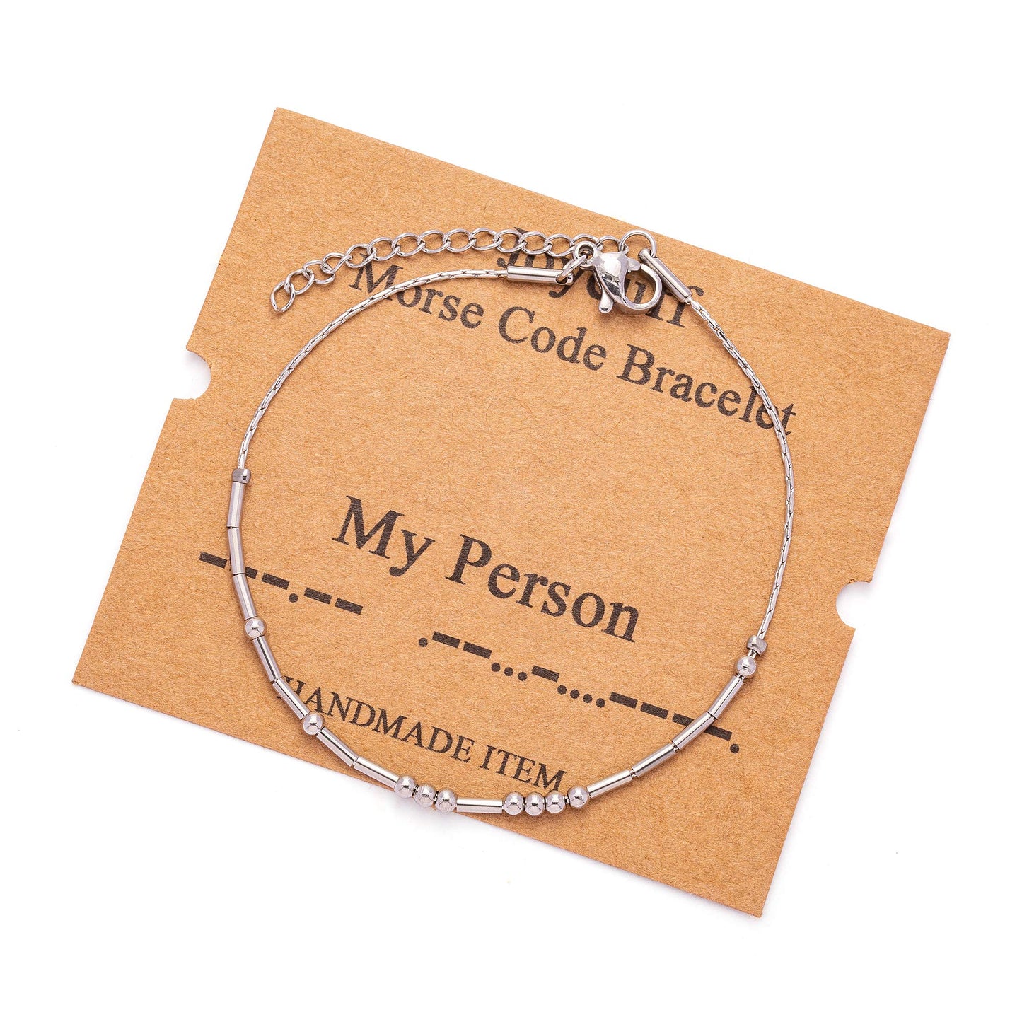 JoycuFF Inspirational Morse Code Bracelets for Women Silver Beads Jewelry Encouragement Mantra Gifts for Her