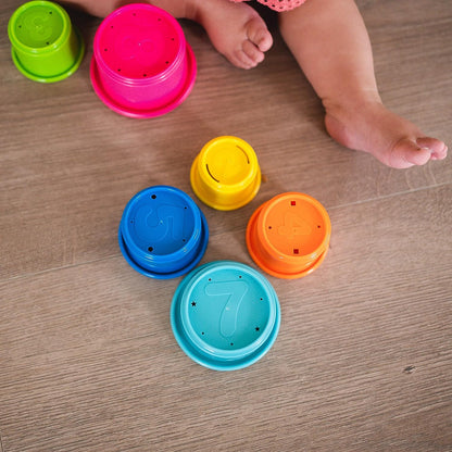 The First Years Stack & Count Stacking Cups - Colorful Baby Stacking Toys Set - Stackable Cups for Learning - Baby Bath Toys - Toddler Easter Basket Stuffers - 8 Count