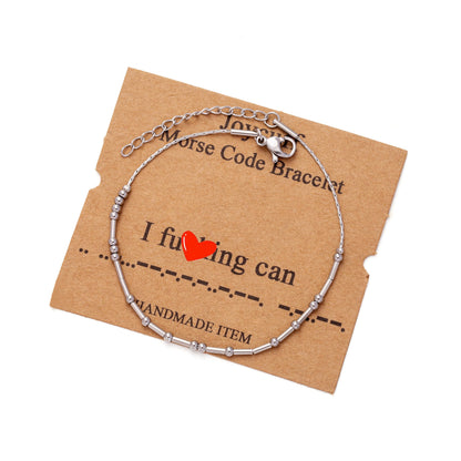 JoycuFF Inspirational Morse Code Bracelets for Women Silver Beads Jewelry Encouragement Mantra Gifts for Her