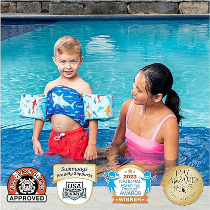 SwimWays Swim Trainer, US Coast Guard Approved Life Vest Kids Swim Vest, Arm Floaties & Life Jackets for Kids 33-55 lbs, Mermaid