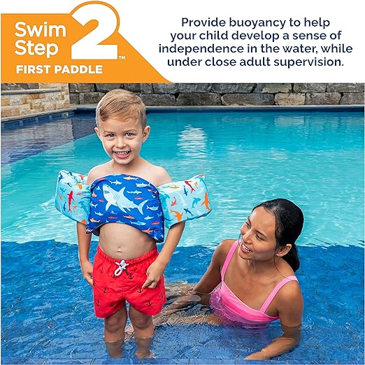 SwimWays Swim Trainer, US Coast Guard Approved Life Vest Kids Swim Vest, Arm Floaties & Life Jackets for Kids 33-55 lbs, Mermaid