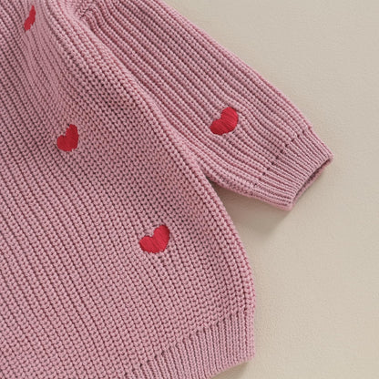 Baby Girl Valentines Day Outfit Love Heart Sweet Long Sleeve Sweater Tshirt Crewneck Tops Fall Winter Clothes