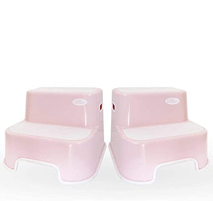 Wider Dual Height 2 Step Stool for Kids | Toddler's Stool for Potty Training and Use in The Bathroom or Kitchen | BPA-Free Strong Soft-Grip Steps for Comfort and Safety (1 Pack, Greige)