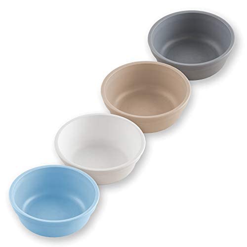 Re-Play Made in USA 12 Oz. Reusable Plastic Bowls, Pack of 4 Without Lid - Dishwasher and Microwave Safe Bowls for Snacks and Everyday Dining - Toddler Bowl Set 5.75" x 5.75" x 2", Modern Mint