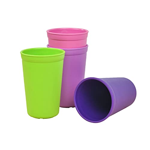 Re-Play Made in USA 10 Oz. Open Cups for Toddlers, Set of 4 - Reusable and Stackable Toddler Cups for Easy Storage - Dishwasher/Microwave Safe Kids Plastic Cups, 4.75" x 3.25", Fresh