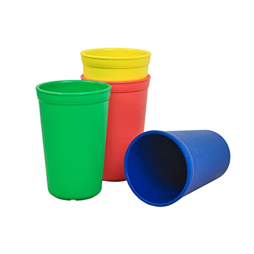 Re-Play Made in USA 10 Oz. Open Cups for Toddlers, Set of 4 - Reusable and Stackable Toddler Cups for Easy Storage - Dishwasher/Microwave Safe Kids Plastic Cups, 4.75" x 3.25", Fresh