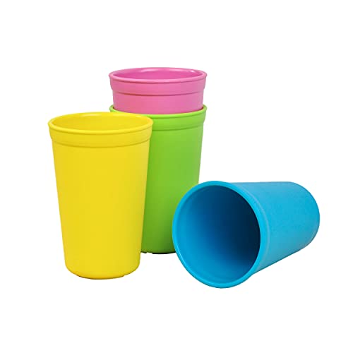 Re-Play Made in USA 10 Oz. Open Cups for Toddlers, Set of 4 - Reusable and Stackable Toddler Cups for Easy Storage - Dishwasher/Microwave Safe Kids Plastic Cups, 4.75" x 3.25", Fresh