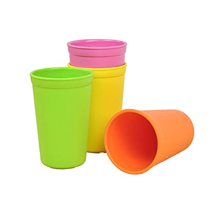 Re-Play Made in USA 10 Oz. Open Cups for Toddlers, Set of 4 - Reusable and Stackable Toddler Cups for Easy Storage - Dishwasher/Microwave Safe Kids Plastic Cups, 4.75" x 3.25", Fresh