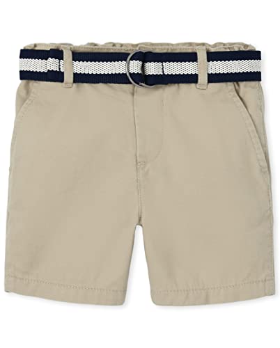 The Children's Place Baby Boys' and Toddler Twill Belted Chino Short, Toast, 2T