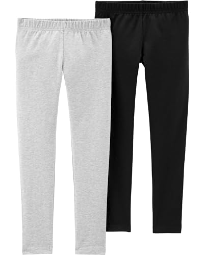 Carter's Girls' 2T-8 2 Pack Leggings (2T, Grey/Black)