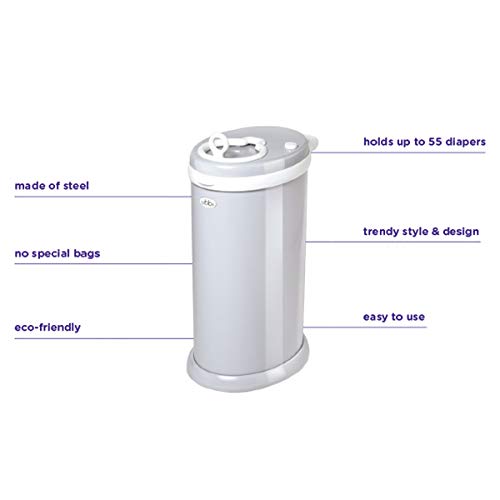 Ubbi Steel Odor Locking, No Special Bag Required Money Saving, Awards-Winning, Modern Design, Registry Must-Have Diaper Pail, White