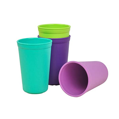 Re-Play Made in USA 10 Oz. Open Cups for Toddlers, Set of 4 - Reusable and Stackable Toddler Cups for Easy Storage - Dishwasher/Microwave Safe Kids Plastic Cups, 4.75" x 3.25", Fresh