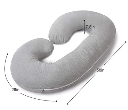 INSEN Pregnancy Pillow for Sleeping,Maternity Body Pillow for Pregnancy Women,Pregnancy Support Pillow for Back, Hip Pain, Pink