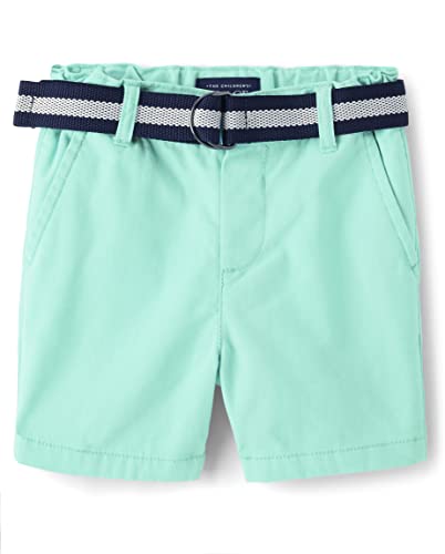 The Children's Place Baby Boys' and Toddler Twill Belted Chino Short, Toast, 2T