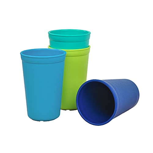 Re-Play Made in USA 10 Oz. Open Cups for Toddlers, Set of 4 - Reusable and Stackable Toddler Cups for Easy Storage - Dishwasher/Microwave Safe Kids Plastic Cups, 4.75" x 3.25", Fresh