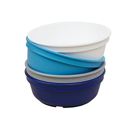 Re-Play Made in USA 12 Oz. Reusable Plastic Bowls, Pack of 4 Without Lid - Dishwasher and Microwave Safe Bowls for Snacks and Everyday Dining - Toddler Bowl Set 5.75" x 5.75" x 2", Modern Mint