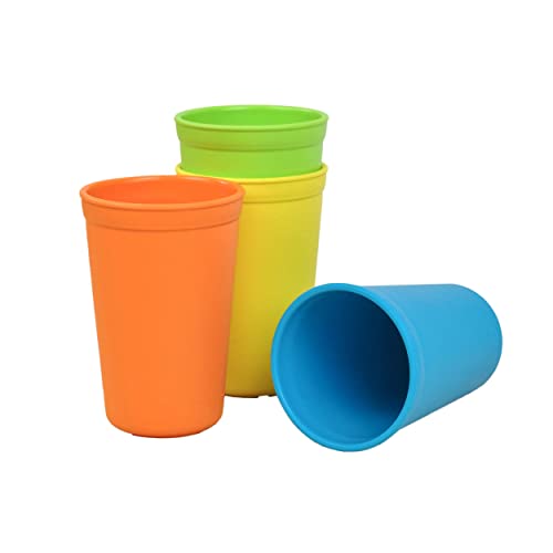 Re-Play Made in USA 10 Oz. Open Cups for Toddlers, Set of 4 - Reusable and Stackable Toddler Cups for Easy Storage - Dishwasher/Microwave Safe Kids Plastic Cups, 4.75" x 3.25", Fresh