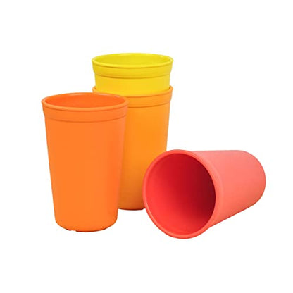 Re-Play Made in USA 10 Oz. Open Cups for Toddlers, Set of 4 - Reusable and Stackable Toddler Cups for Easy Storage - Dishwasher/Microwave Safe Kids Plastic Cups, 4.75" x 3.25", Fresh