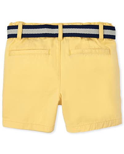 The Children's Place Baby Boys' and Toddler Twill Belted Chino Short, Toast, 2T