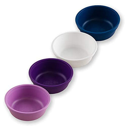 Re-Play Made in USA 12 Oz. Reusable Plastic Bowls, Pack of 4 Without Lid - Dishwasher and Microwave Safe Bowls for Snacks and Everyday Dining - Toddler Bowl Set 5.75" x 5.75" x 2", Modern Mint