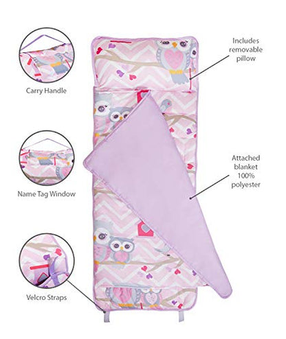 EVERYDAY KIDS Toddler Nap Mat with Removable Pillow -Princess Storyland- Carry Handle with Fastening Straps Closure, Rollup Design, Soft Microfiber for Preschool, Daycare, Sleeping Bag -Ages 2-6 years