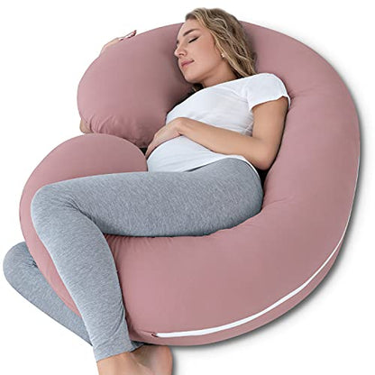 INSEN Pregnancy Pillow for Sleeping,Maternity Body Pillow for Pregnancy Women,Pregnancy Support Pillow for Back, Hip Pain, Pink