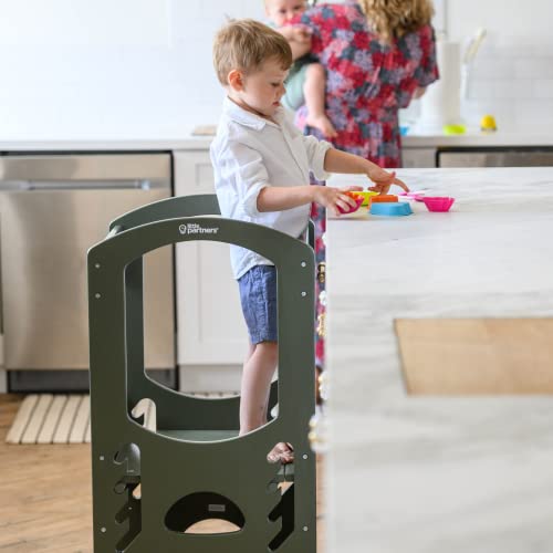 Little Partners Kids Learning Tower® - Adjustable Height Kitchen Step Stool for Toddlers - Encourages Learning, Independence, and Engagement - Safety Climbing Tower for Kitchen Counter (Natural)