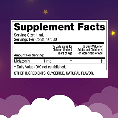 Zarbee's Kids Sleep Supplement Liquid with 1mg Melatonin; Drug-Free & Effective; Easy to Take Natural Berry Flavor for Children Ages 3 and Up; 1 Fl Oz Bottle