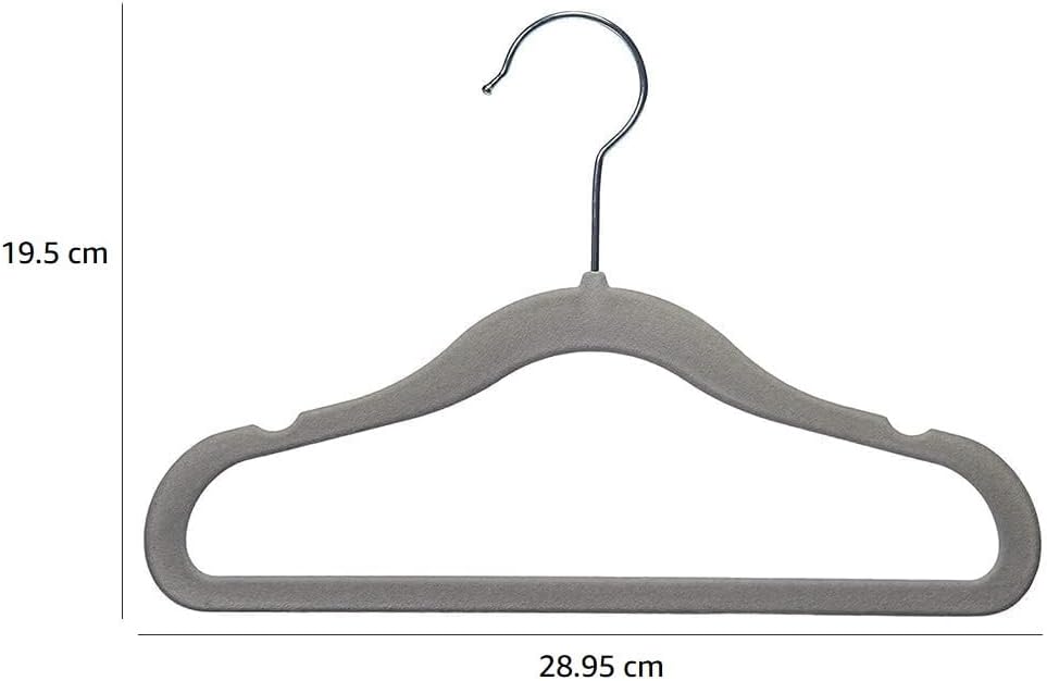 Amazon Basics Kid's Velvet Non-Slip Clothes Hanger, 11.6 Inch, Blush - Pack of 50