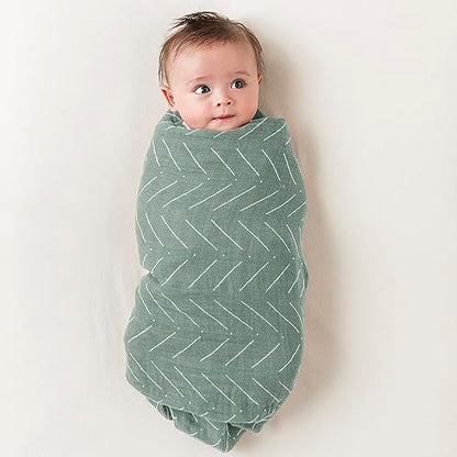 Itzy Ritzy Breastfeeding Boss Multi-Use Cover – A Nursing Cover, Swaddle, Car Seat Cover, Tummy Time Mat and Burp Cloth All in One – Made of Muslin Fabric & Measures 47” x 47”, Sage Mudcloth