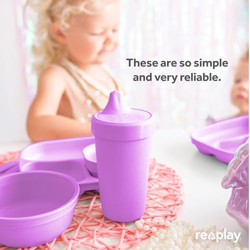 Re Play Made in USA 10 Oz. Sippy Cups for Toddlers (4-pack) Spill Proof Sippy Cup for 1+ Year Old - Dishwasher/Microwave Safe - Hard Spout Kids Cups with Lid 3.13" x 6.25" (Modern Mint)