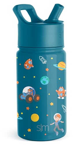 Simple Modern Kids Water Bottle with Straw Lid | Insulated Stainless Steel Reusable Tumbler for Toddlers, Boys | Summit Collection | 14oz, Dog Days