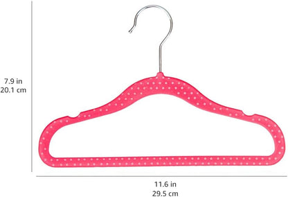 Amazon Basics Kid's Velvet Non-Slip Clothes Hanger, 11.6 Inch, Blush - Pack of 50