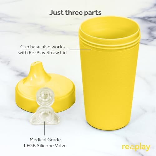 Re Play Made in USA 10 Oz. Sippy Cups for Toddlers (4-pack) Spill Proof Sippy Cup for 1+ Year Old - Dishwasher/Microwave Safe - Hard Spout Kids Cups with Lid 3.13" x 6.25" (Modern Mint)