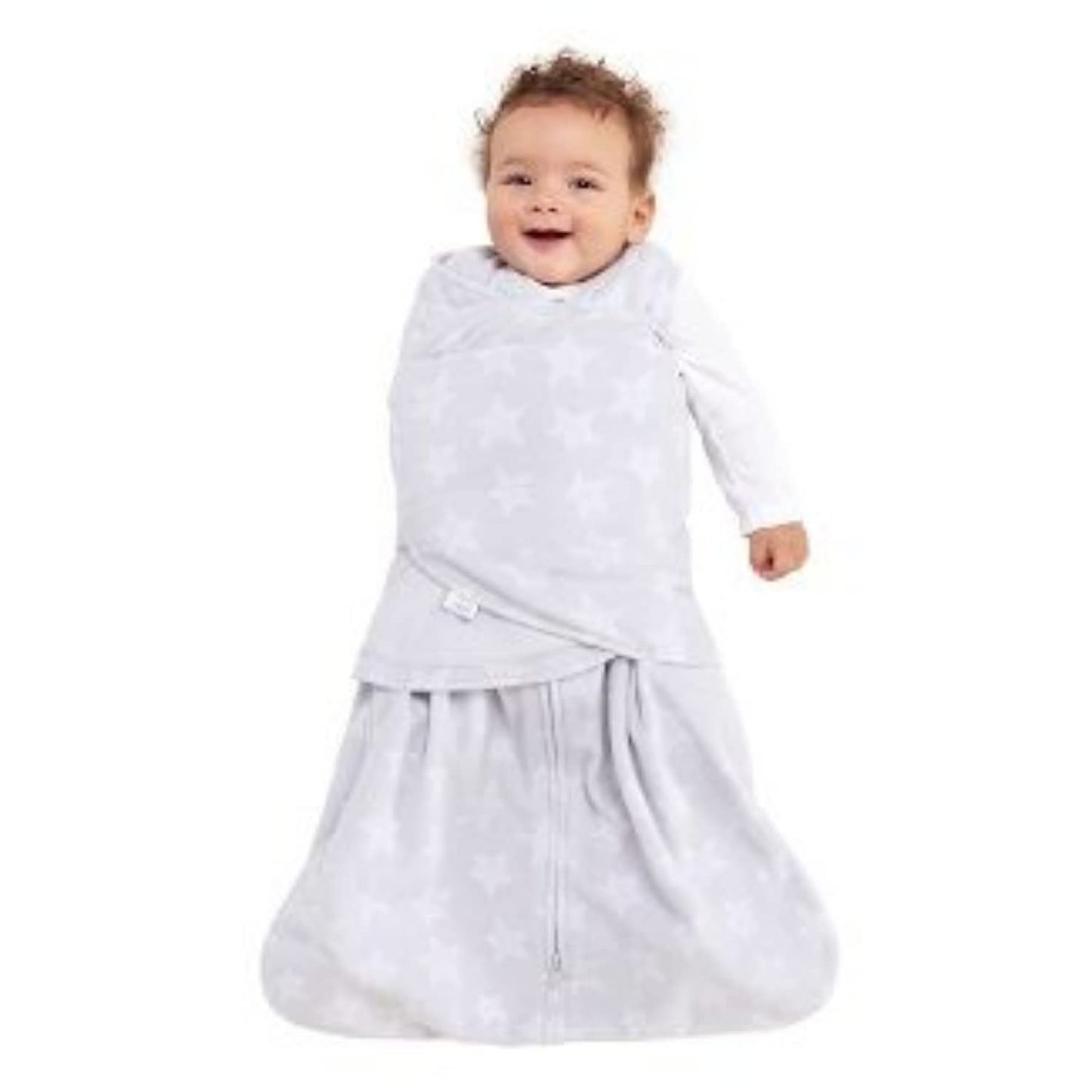 HALO Sleepsack Swaddle, 3-Way Adjustable Wearable Blanket, TOG 3.0, Velboa Plush Dots, Cream, Newborn, 0-3 Months