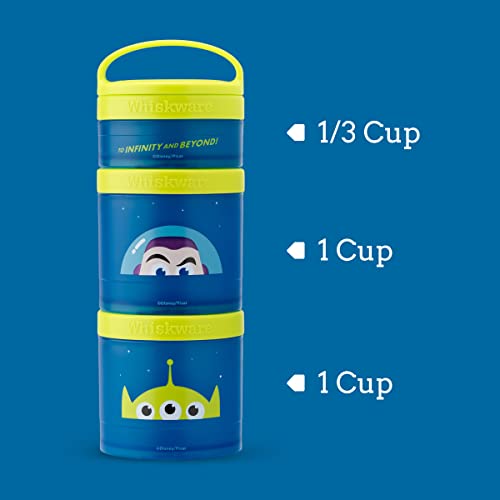 Whiskware Disney Pixar Stackable Snack Containers for Kids and Toddlers, 3 Stackable Snack Cups for School and Travel, Finding Nemo with Nemo and Dory