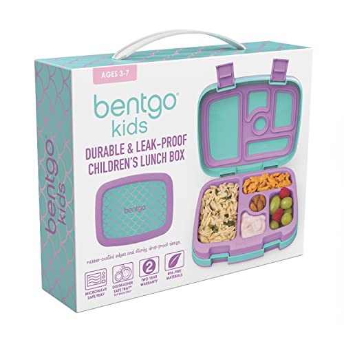 Bentgo® Kids Prints Leak-Proof, 5-Compartment Bento-Style Kids Lunch Box - Ideal Portion Sizes for Ages 3 to 7 - BPA-Free, Dishwasher Safe, Food-Safe Materials - 2023 Collection (Friendly Skies)…